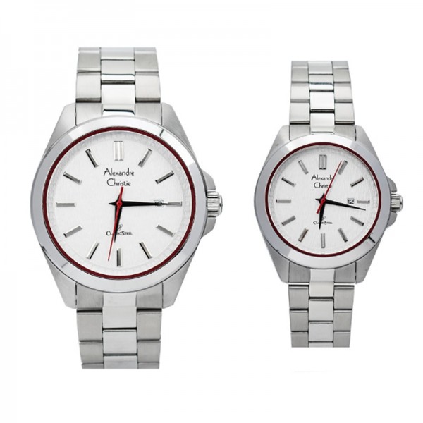 Alexandre Christie AC 8644 Silver White Red Couple